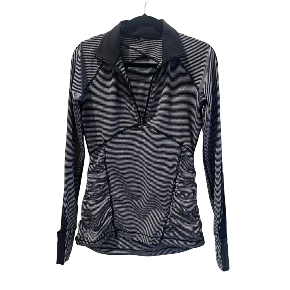 Lululemon | Kris’s Kross 1/2 Zip Tonka Strip Black Heather Luxtreme | Size 6